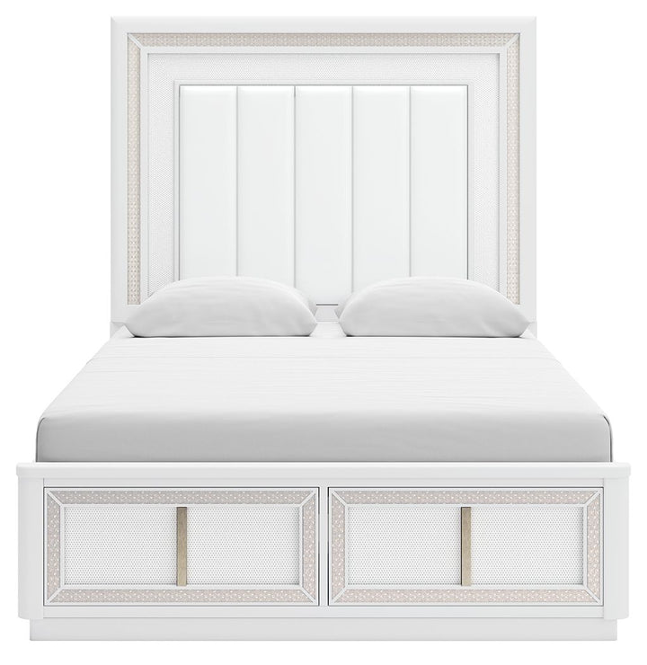 Chalanna - Queen Upholstered Storage Bed - White by Ashley Furniture product image