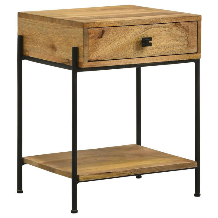 Declan - 1 - Drawer Wood Accent Side Table - Natural Mango Side Table modern furniture Contempo Furniture