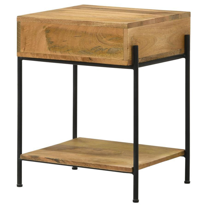 Declan - 1 - Drawer Wood Accent Side Table - Natural Mango Side Table modern furniture Contempo Furniture