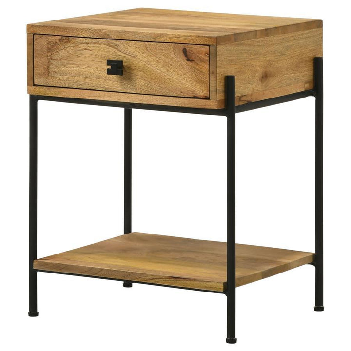 Declan - 1 - Drawer Wood Accent Side Table - Natural Mango Side Table modern furniture Contempo Furniture
