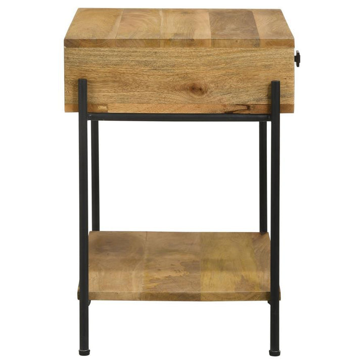 Declan - 1 - Drawer Wood Accent Side Table - Natural Mango Side Table modern furniture Contempo Furniture