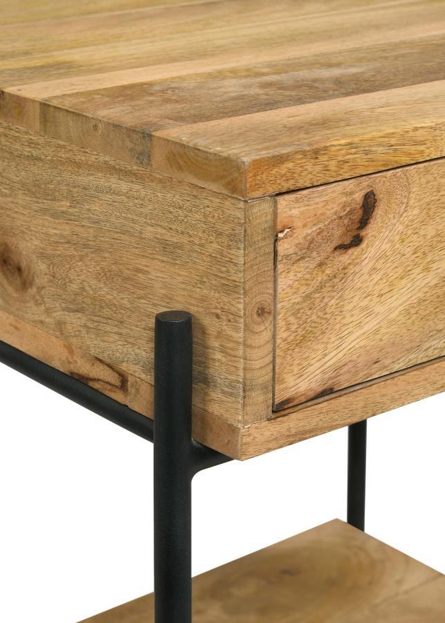 Declan - 1 - Drawer Wood Accent Side Table - Natural Mango Side Table modern furniture Contempo Furniture