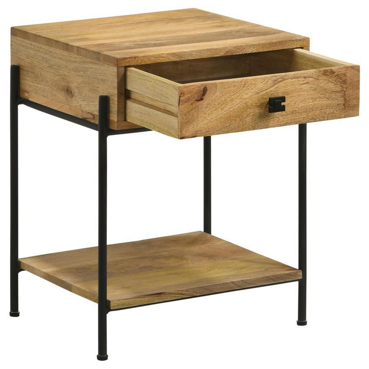 Declan - 1 - Drawer Wood Accent Side Table - Natural Mango Side Table modern furniture Contempo Furniture