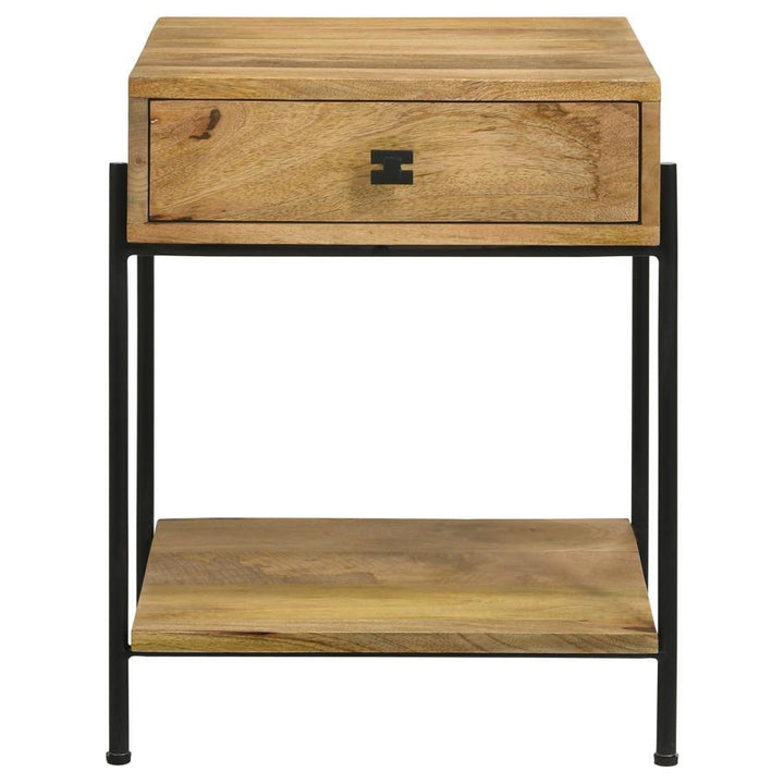 Declan - 1 - Drawer Wood Accent Side Table - Natural Mango Side Table modern furniture Contempo Furniture