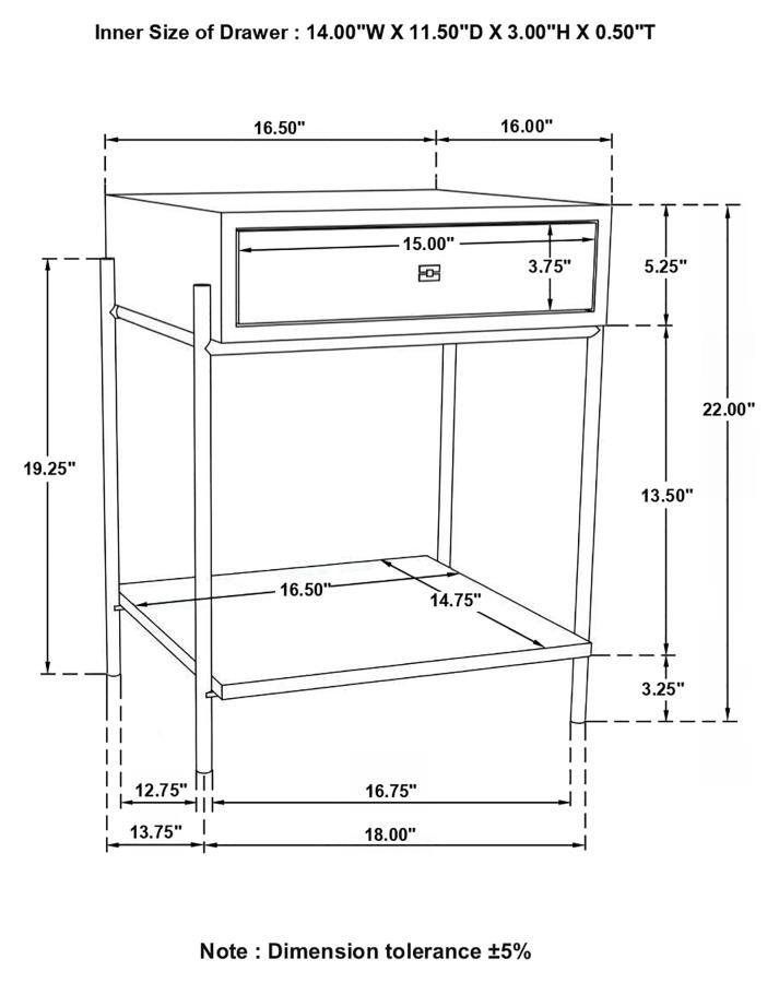 Declan - 1 - Drawer Wood Accent Side Table - Natural Mango Side Table modern furniture Contempo Furniture