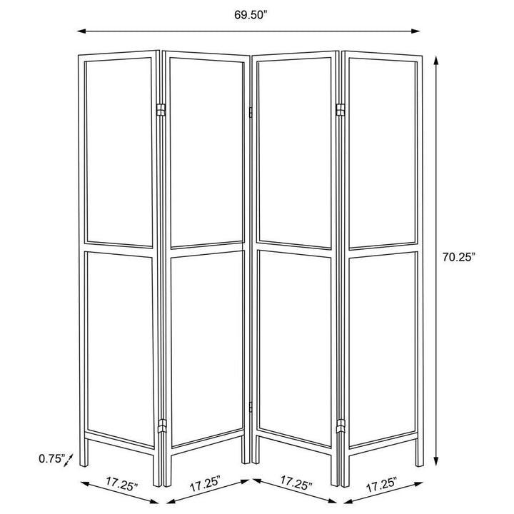 Deepika - 4 - Panel Room Divider Folding Screen - Gray Driftwood Room Divider modern furniture Contempo Furniture