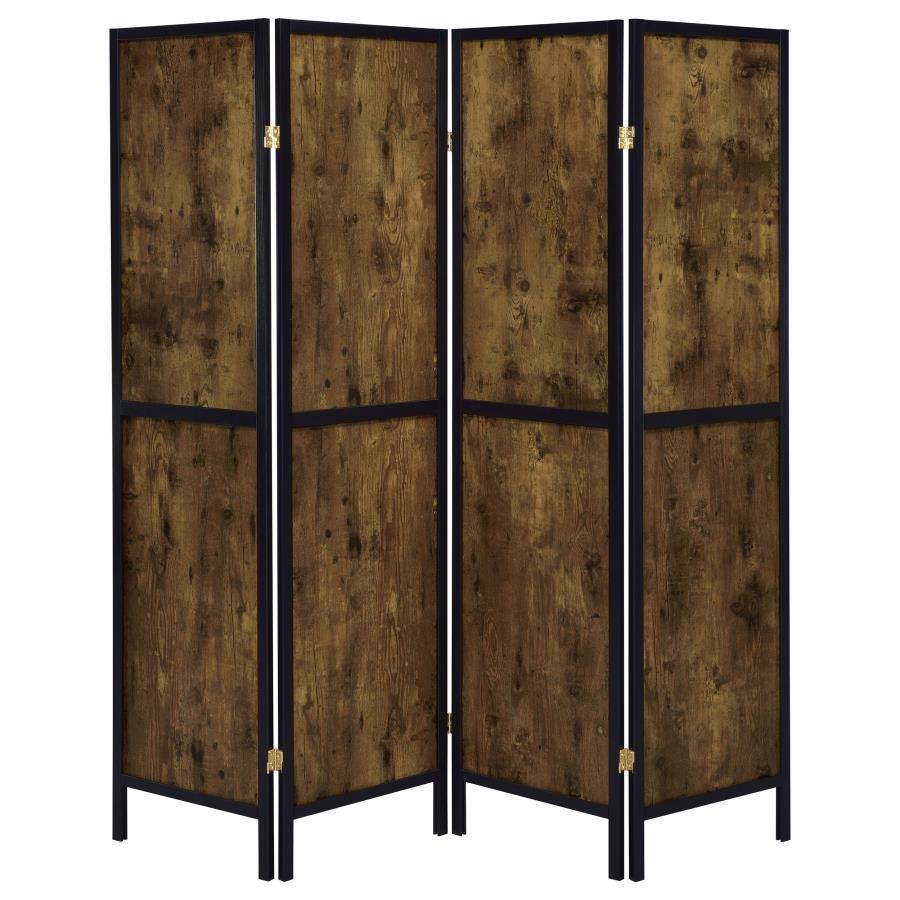 Deepika - 4 - Panel Room Divider Folding Screen - Rustic Nutmeg Room Divider modern furniture Contempo Furniture