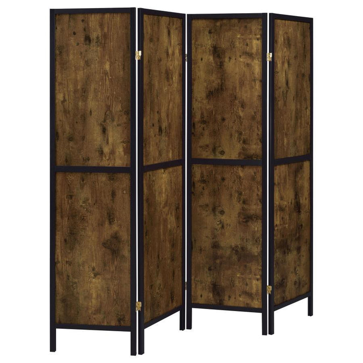 Deepika - 4 - Panel Room Divider Folding Screen - Rustic Nutmeg Room Divider modern furniture Contempo Furniture