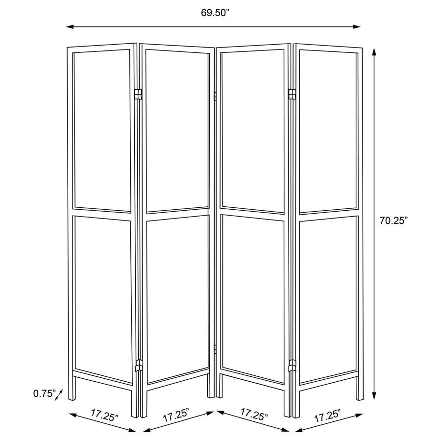 Deepika - 4 - Panel Room Divider Folding Screen - Rustic Nutmeg Room Divider modern furniture Contempo Furniture