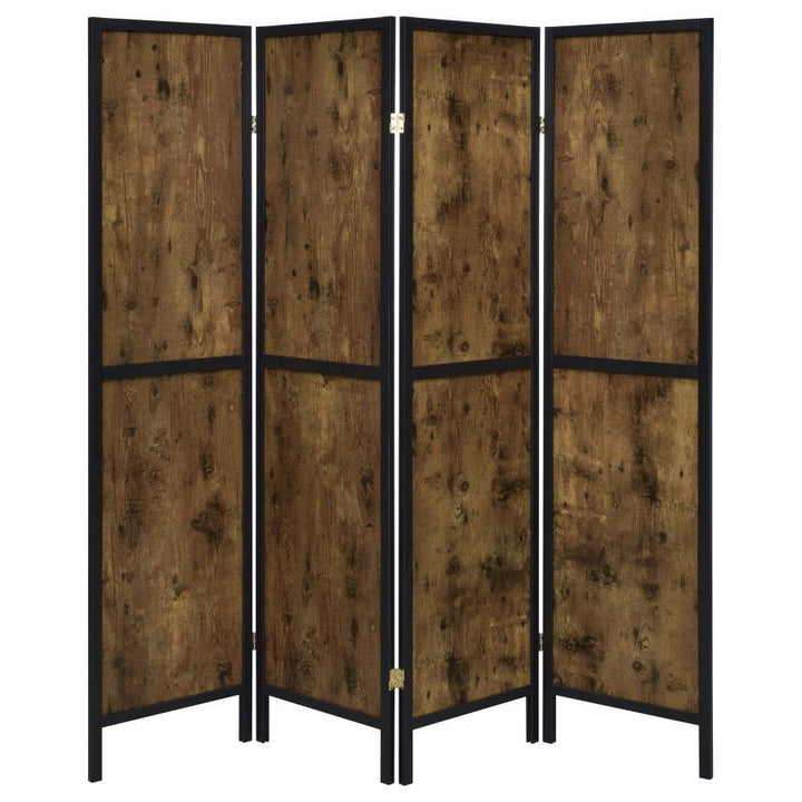 Deepika - 4 - Panel Room Divider Folding Screen - Rustic Nutmeg Room Divider modern furniture Contempo Furniture