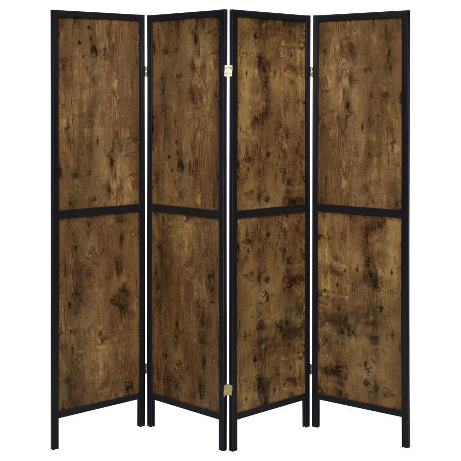 Deepika - 4 - Panel Room Divider Folding Screen - Rustic Nutmeg Room Divider modern furniture Contempo Furniture