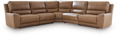 DeepWakes 5 - Piece Power Reclining Sectional - Light Brown Reclining Sectional modern furniture Contempo Furniture