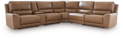 DeepWakes 6 - Piece Reclining Sectional with Storage Console - Light Brown Reclining Sectional modern furniture Contempo Furniture
