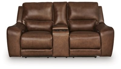 DeepWakes Power Reclining Loveseat with Console - Dark Brown | Ashley Furniture