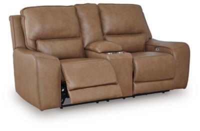 DeepWakes Power Reclining Loveseat with Console - Light Brown Reclining Loveseat modern furniture Contempo Furniture