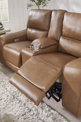 DeepWakes Power Reclining Loveseat with Console - Light Brown Reclining Loveseat modern furniture Contempo Furniture