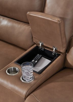 DeepWakes Power Reclining Loveseat with Console - Light Brown Reclining Loveseat modern furniture Contempo Furniture