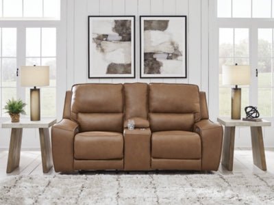 DeepWakes Power Reclining Loveseat with Console - Light Brown Reclining Loveseat modern furniture Contempo Furniture