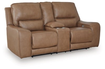 DeepWakes Power Reclining Loveseat with Console - Light Brown Reclining Loveseat modern furniture Contempo Furniture