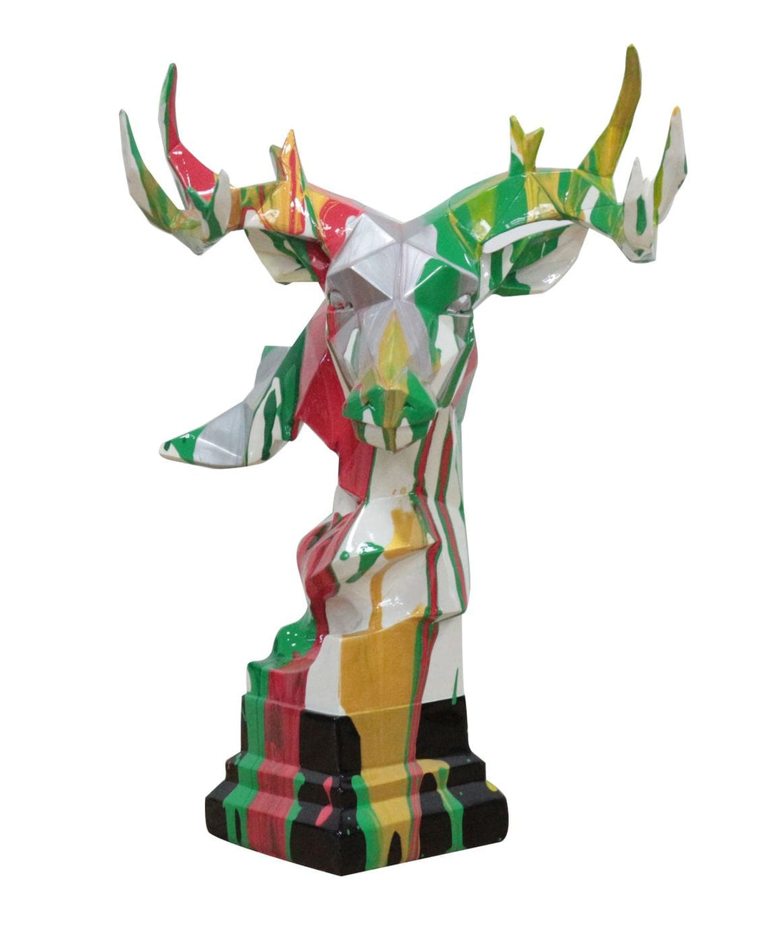 Deer Head Multicolor Geometric Sculpture