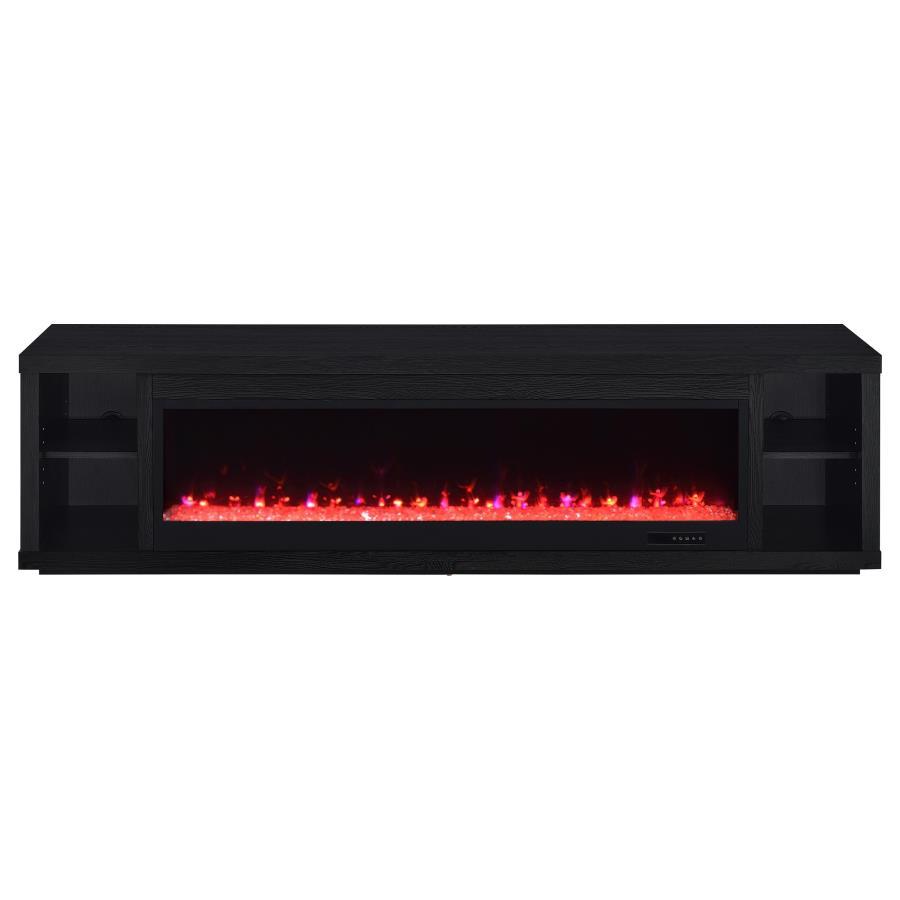 Deiter - 79" TV Stand Fireplace Media Console - Black Fireplace TV Stand modern furniture Contempo Furniture