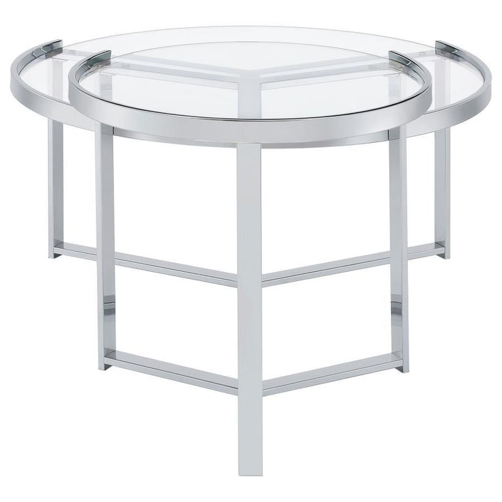 Delia - 2 Piece Round Glass Top Nesting Coffee Table - Chrome Nesting Table modern furniture Contempo Furniture
