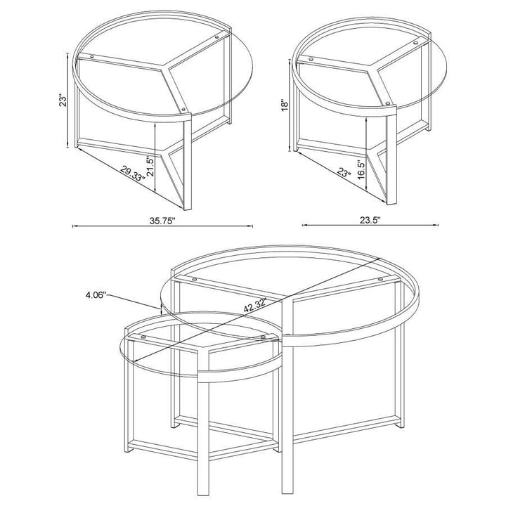 Delia - 2 Piece Round Glass Top Nesting Coffee Table - Chrome Nesting Table modern furniture Contempo Furniture