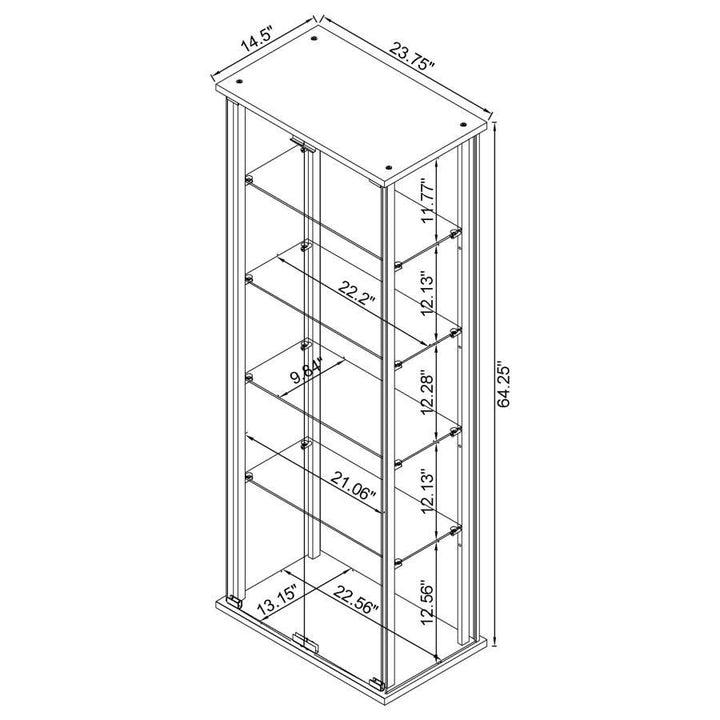 Delphinium - 5 - Shelf Clear Glass Curio Display Cabinet - Black Curio Cabinet modern furniture Contempo Furniture