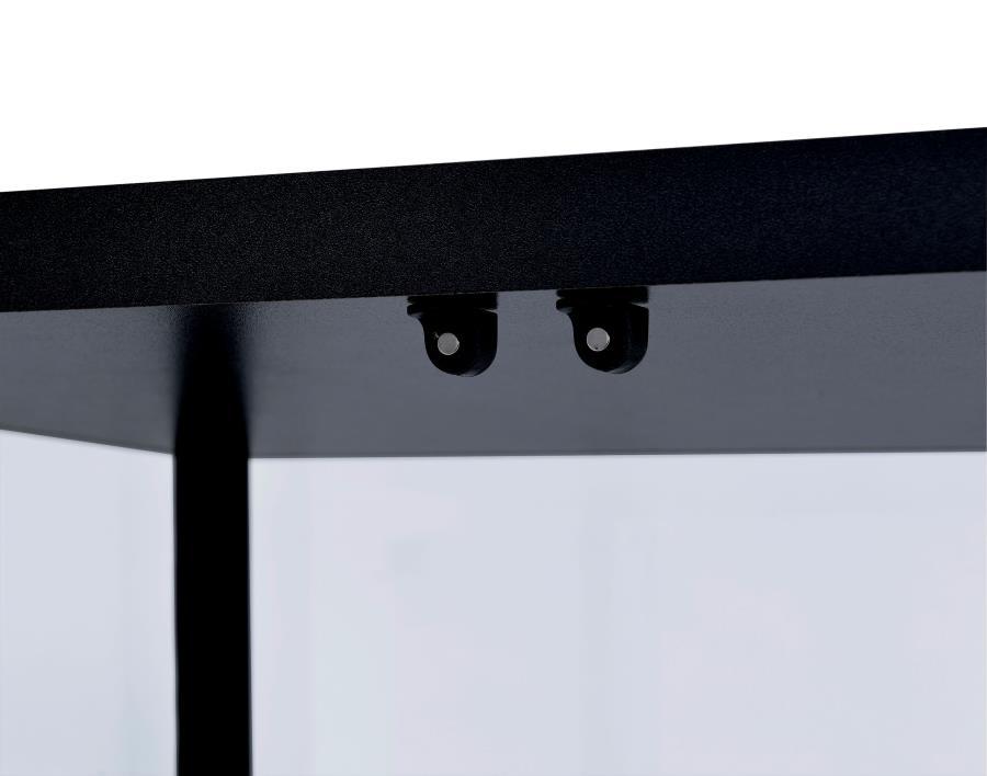 Delphinium - 5 - Shelf Clear Glass Curio Display Cabinet - Black Curio Cabinet modern furniture Contempo Furniture
