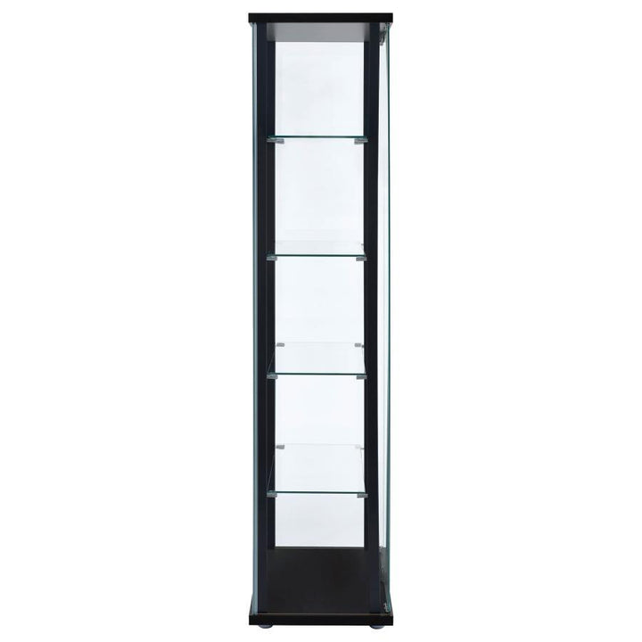 Delphinium - 5 - Shelf Clear Glass Curio Display Cabinet - Black Curio Cabinet modern furniture Contempo Furniture