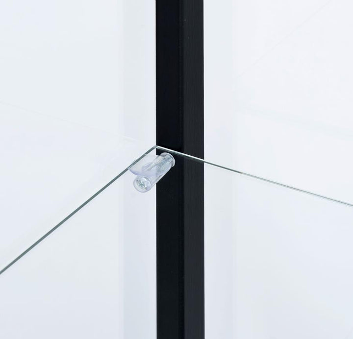 Delphinium - 5 - Shelf Clear Glass Curio Display Cabinet - Black Curio Cabinet modern furniture Contempo Furniture