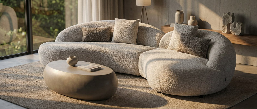 Delvan - Contemporary Beige Fabric Right Facing Chaise Sectional Sofa