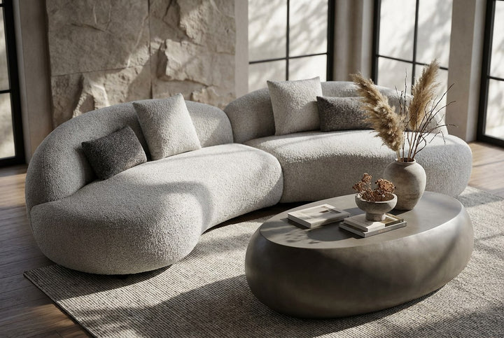 Delvan - Contemporary Beige Fabric Right Facing Chaise Sectional Sofa