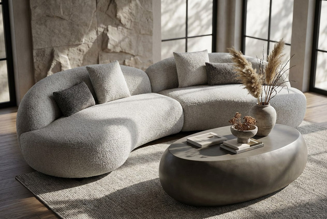 Delvan - Contemporary Beige Fabric Right Facing Chaise Sectional Sofa
