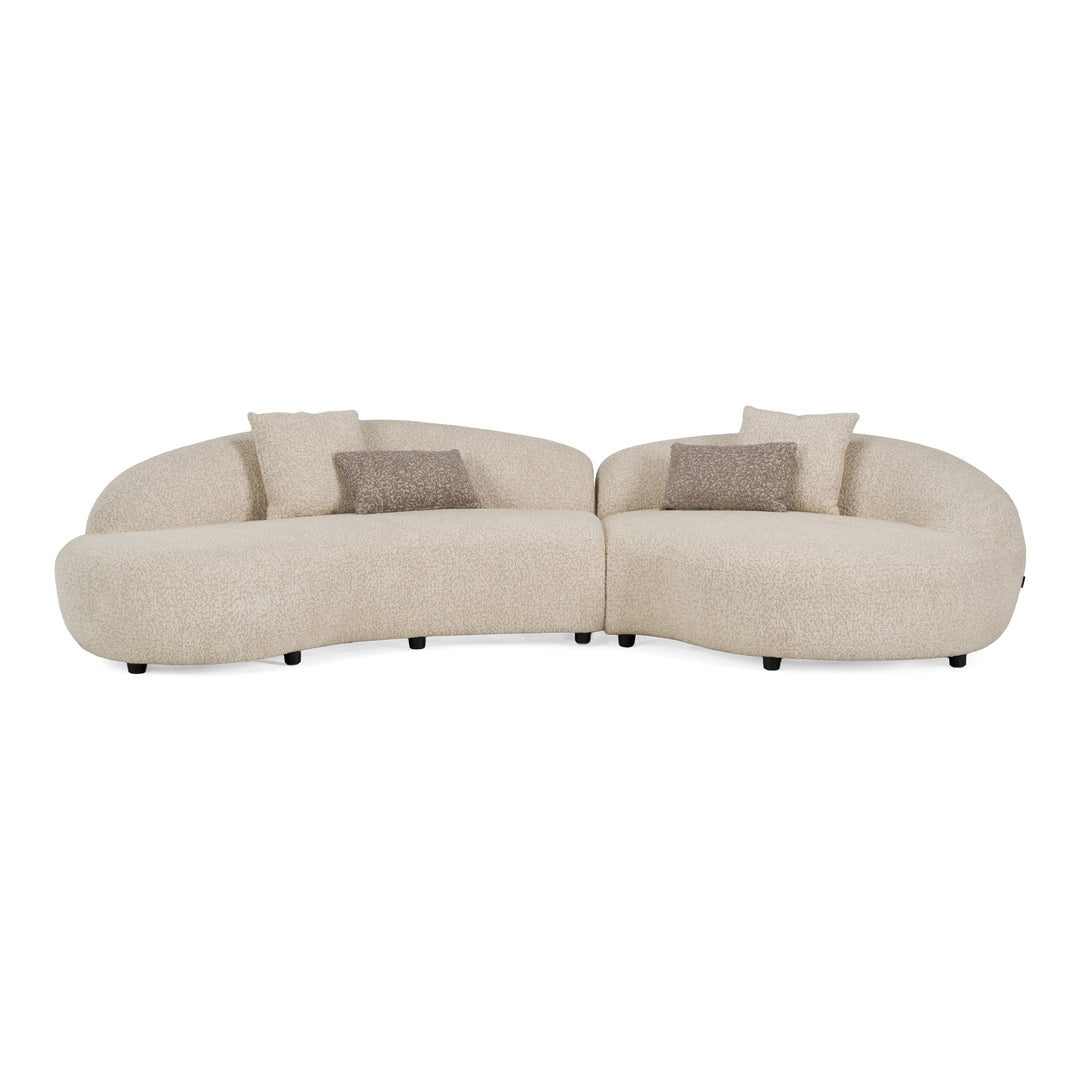 Delvan - Contemporary Beige Fabric Right Facing Chaise Sectional Sofa