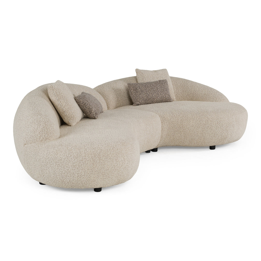 Delvan - Contemporary Beige Fabric Right Facing Chaise Sectional Sofa