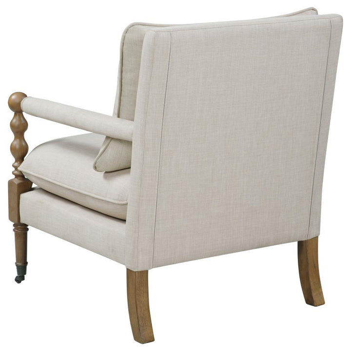 Dempsy - Upholstered Accent Chair With Casters - Beige Accent Chair modern furniture Contempo Furniture