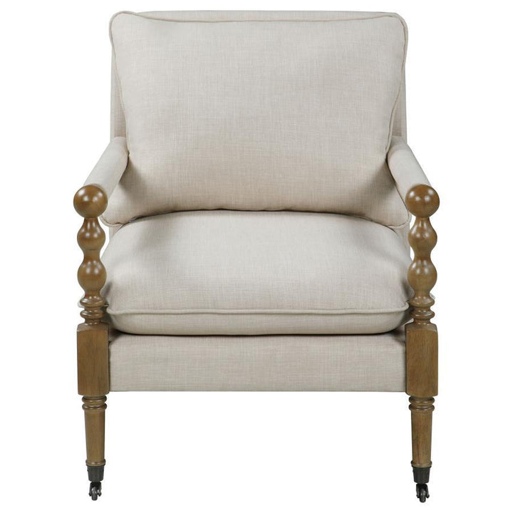 Dempsy - Upholstered Accent Chair With Casters - Beige Accent Chair modern furniture Contempo Furniture