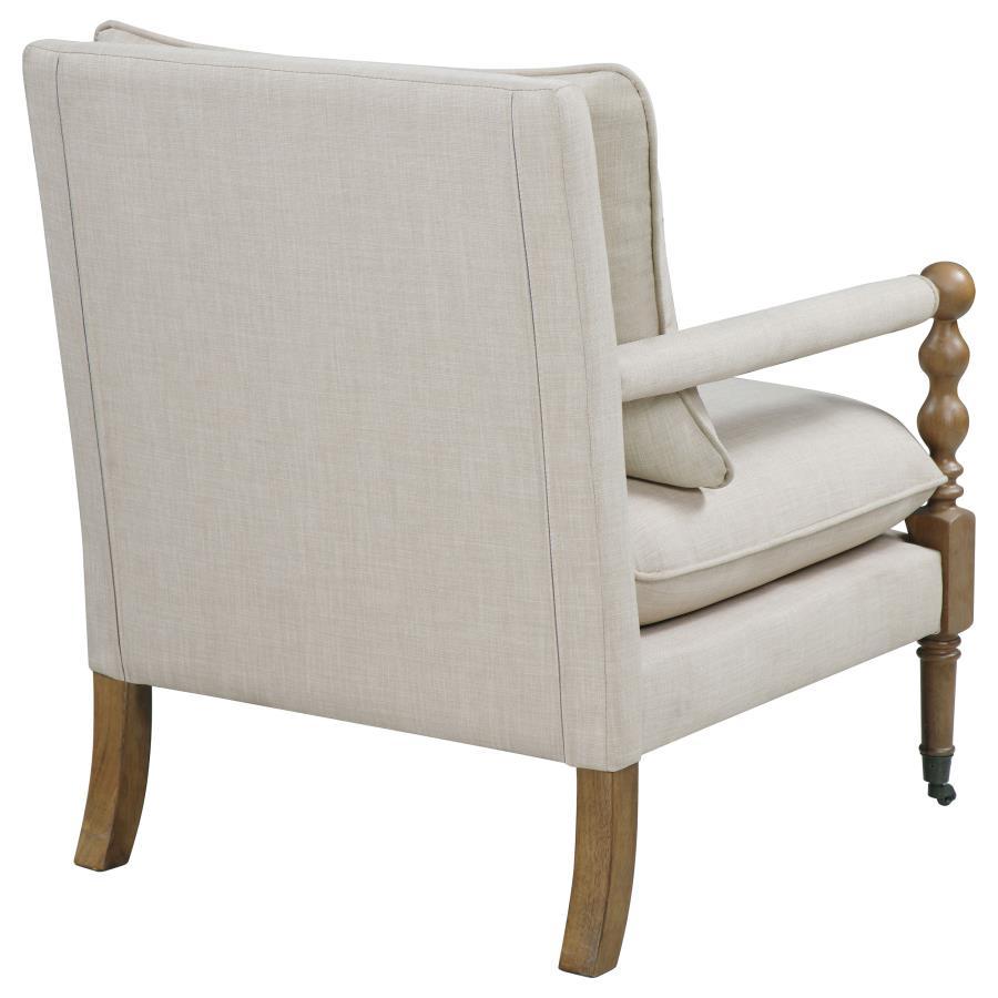 Dempsy - Upholstered Accent Chair With Casters - Beige Accent Chair modern furniture Contempo Furniture
