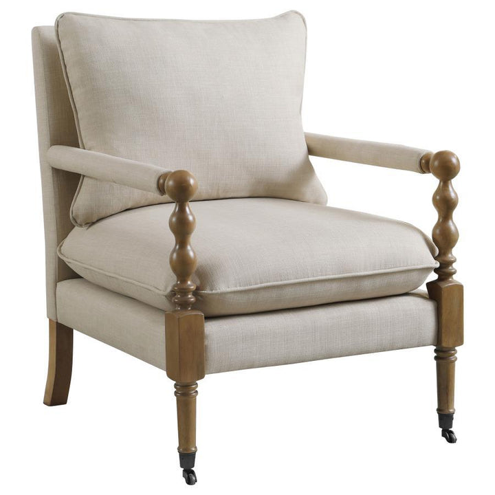 Dempsy - Upholstered Accent Chair With Casters - Beige Accent Chair modern furniture Contempo Furniture