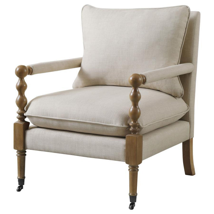 Dempsy - Upholstered Accent Chair With Casters - Beige Accent Chair modern furniture Contempo Furniture