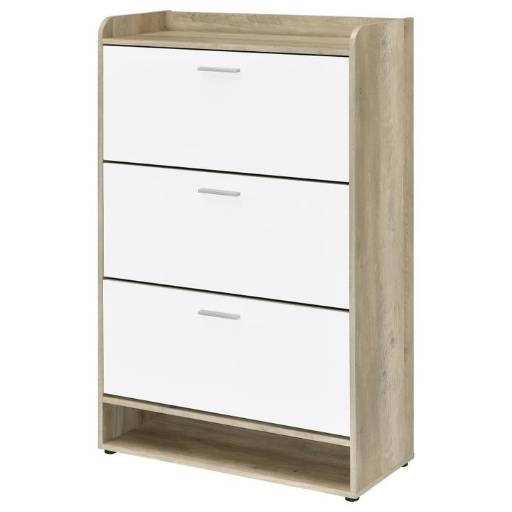 Denia - 3 - Tier Engineered Wood Shoe Cabinet - White Shoe Cabinet modern furniture Contempo Furniture
