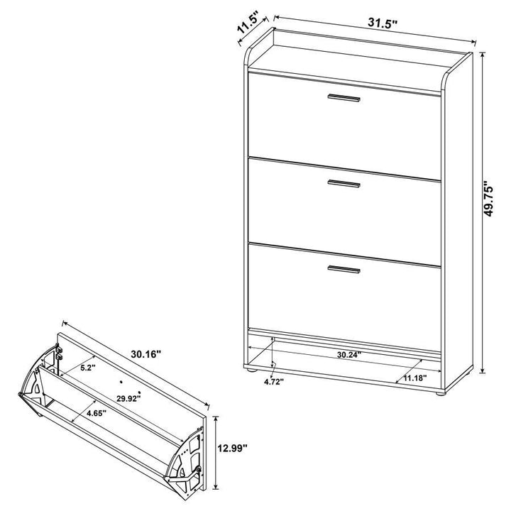 Denia - 3 - Tier Engineered Wood Shoe Cabinet - White Shoe Cabinet modern furniture Contempo Furniture