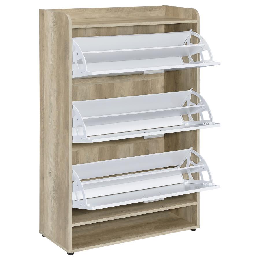 Denia - 3 - Tier Engineered Wood Shoe Cabinet - White Shoe Cabinet modern furniture Contempo Furniture