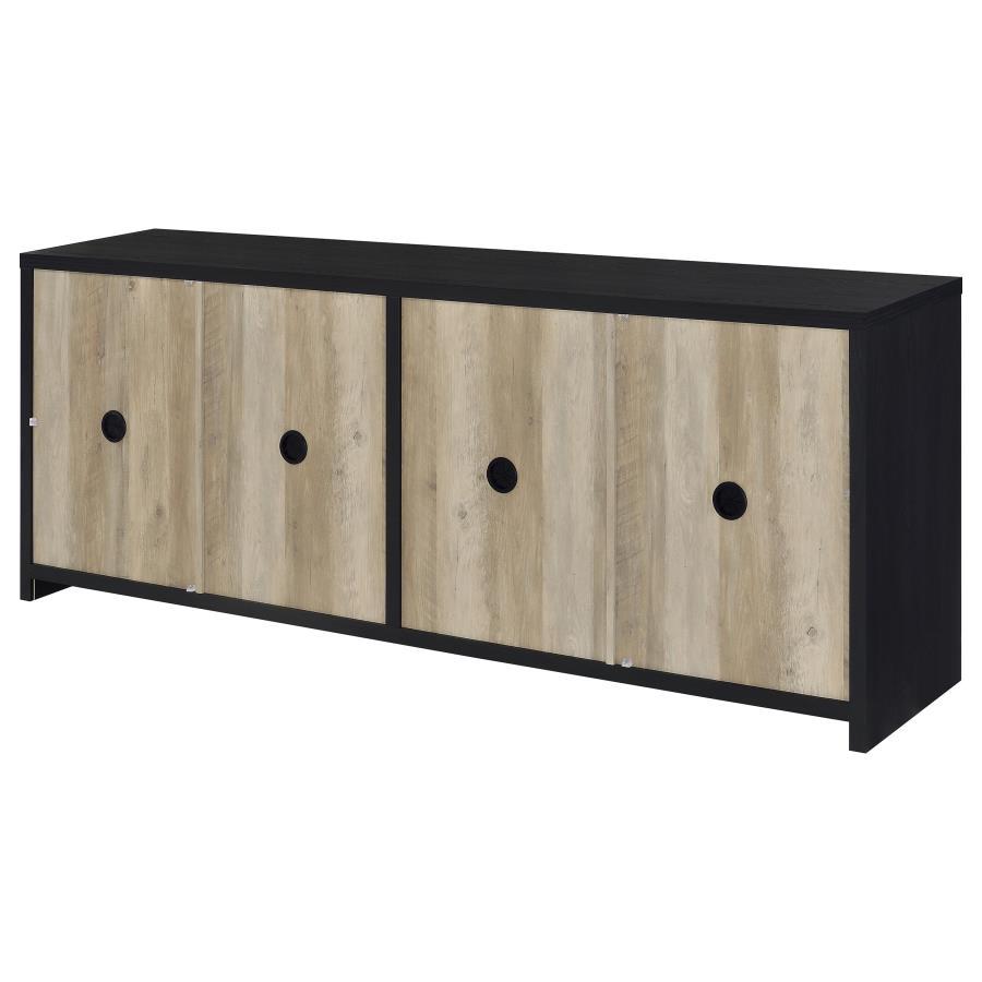 Denison - 3 Piece Entertainment Center 79" TV Stand - Black Entertainment Centers modern furniture Contempo Furniture