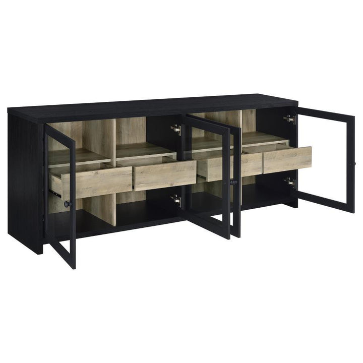 Denison - 3 Piece Entertainment Center 79" TV Stand - Black Entertainment Centers modern furniture Contempo Furniture