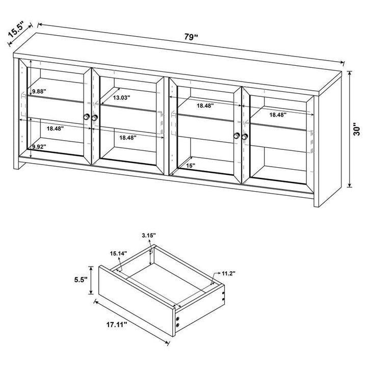 Denison - 79" 4 - Door TV Stand Media Console - Black TV Stand modern furniture Contempo Furniture