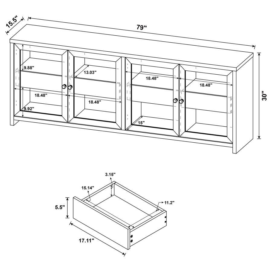 Denison - 79" 4 - Door TV Stand Media Console - Black TV Stand modern furniture Contempo Furniture