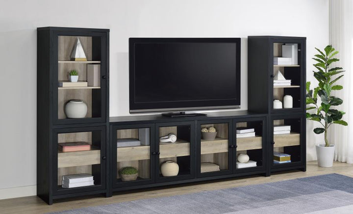 Denison - 79" 4 - Door TV Stand Media Console - Black TV Stand modern furniture Contempo Furniture