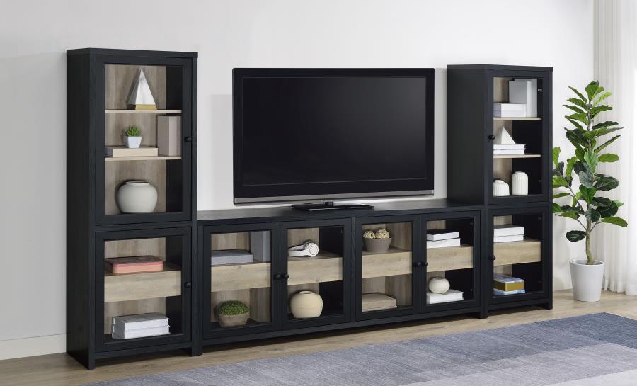 Denison - 79" 4 - Door TV Stand Media Console - Black TV Stand modern furniture Contempo Furniture